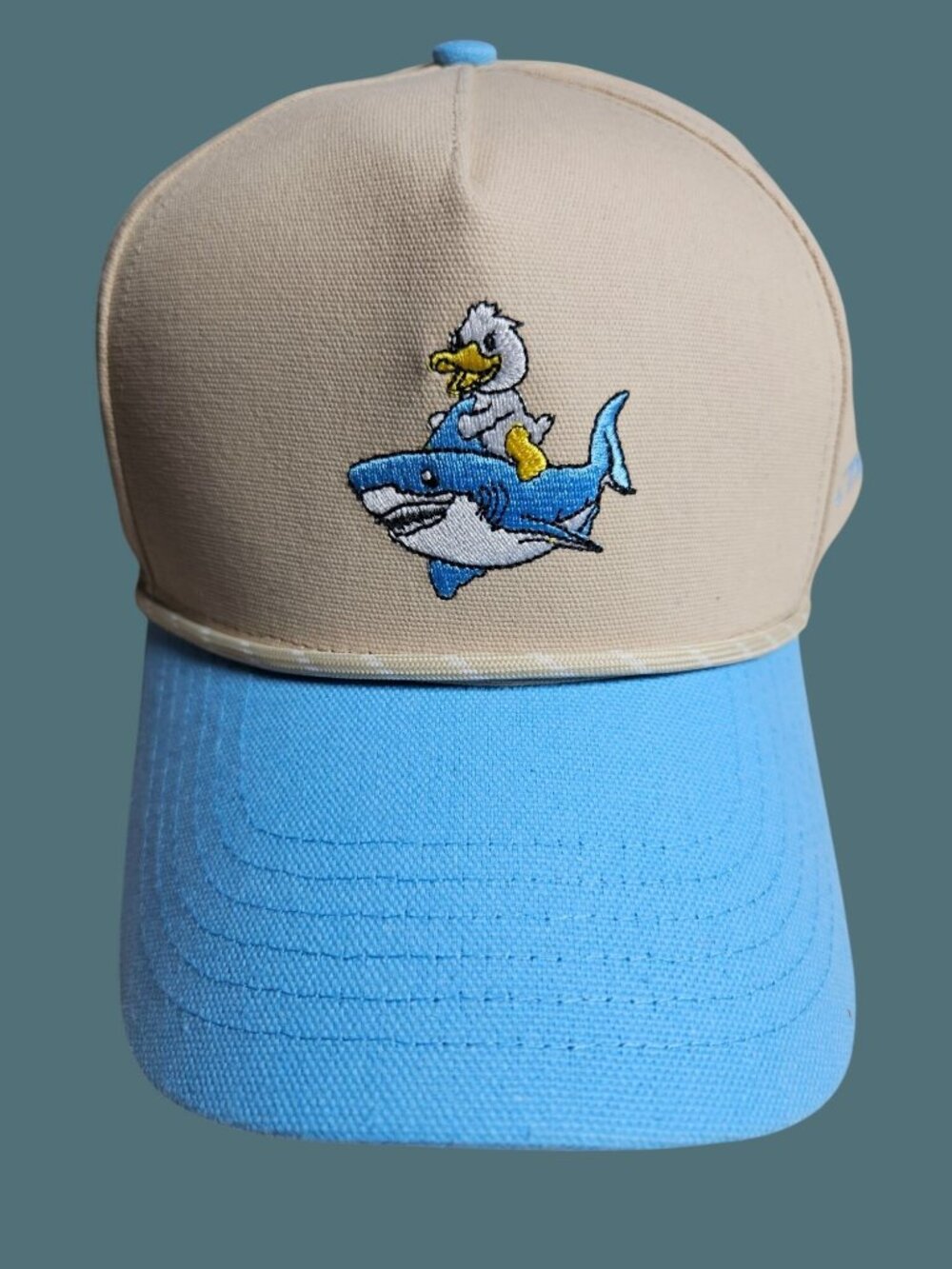 Too Turnt Tony Duck Shark 100% Cotton Blue Baseball Snapback Hat/Cap